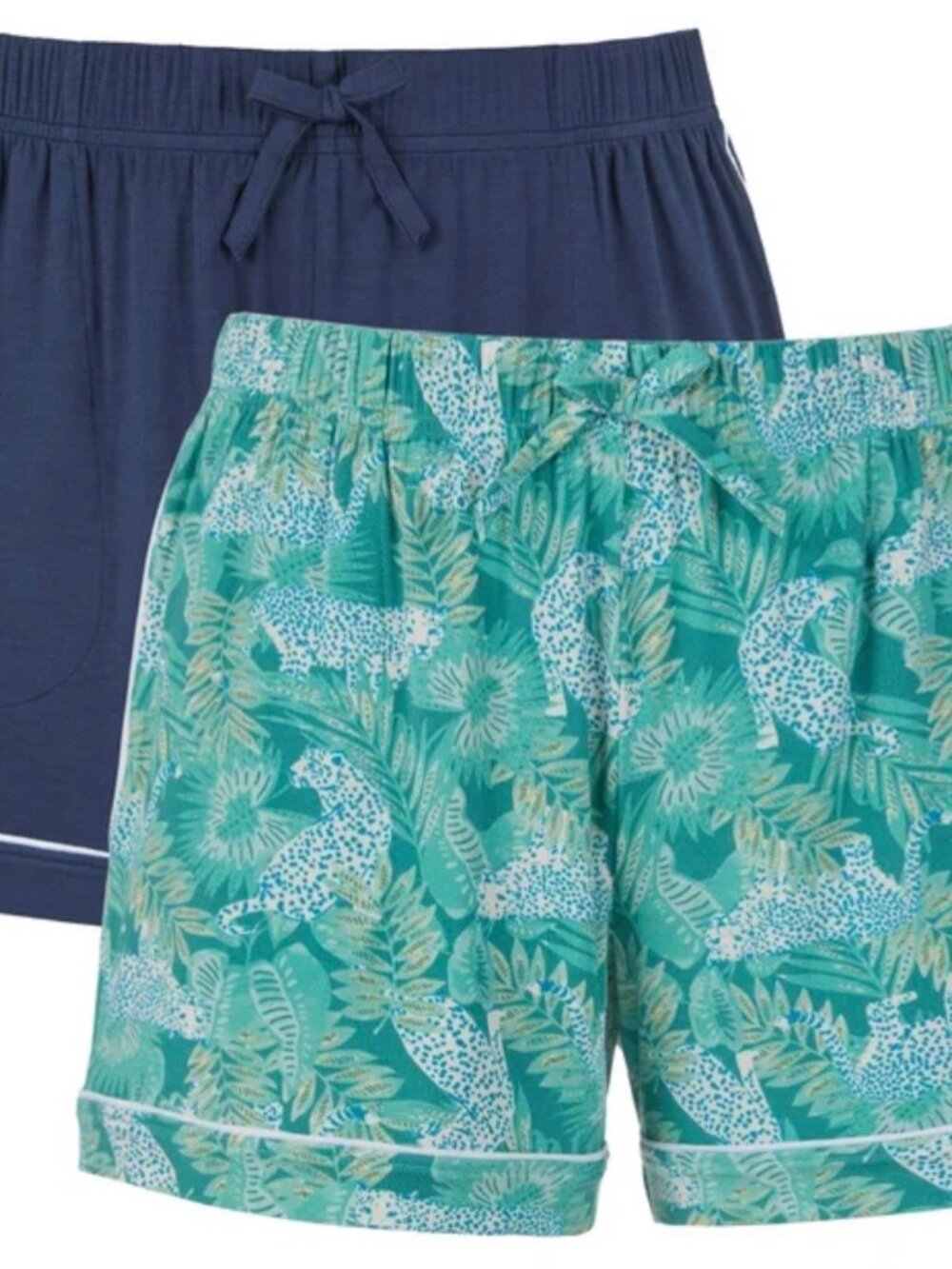 Room Service Blue Garden Floral Women's Lounge Short, 2-pack